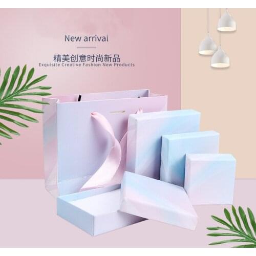 2019 New 10pcs different size Gradient Color pink paper box For earring/ring /bracelet/necklace jewelry box bag/box A2