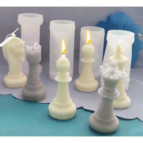 Chess Candle Silicone Mold DIY Chess 6 Piece Set Aromatherapy Candle Creative Ornaments Resin Molds Candle Making Kit