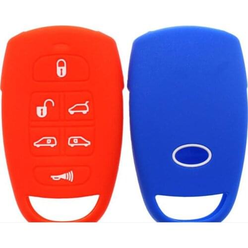 Silicone rubber Car Key Cover Case Holder Bag Shell Skin for Hyundai for Kia Sedona Mini Van 6 Buttons Smart Remote Key