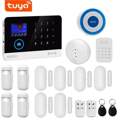 Tuya Smartlife APP Remote Control Dual network WiFi GSM GPRS Home Alarm system work with Alexa Google Home