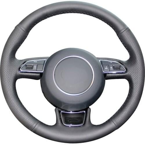 Hand-stitched Black Artificial Leather Car Steering Wheel Cover for Audi A1 8X A3 8V Sportback A4 B8 Avant A5 8T A6 C7 A7 G8 A8