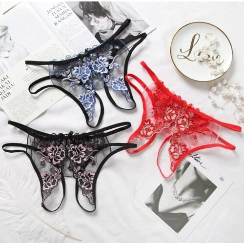 30pcs Women Sexy Panties Floral Lace Briefs Thongs Underwear ingerie Underwear Open Crotch Pearl Pendant Panties Underpants