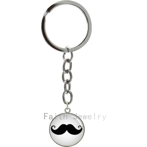 Unique interesting design gentlemen Mustache image key chains elegant men Beard keychain Fathers Day Gift 1255