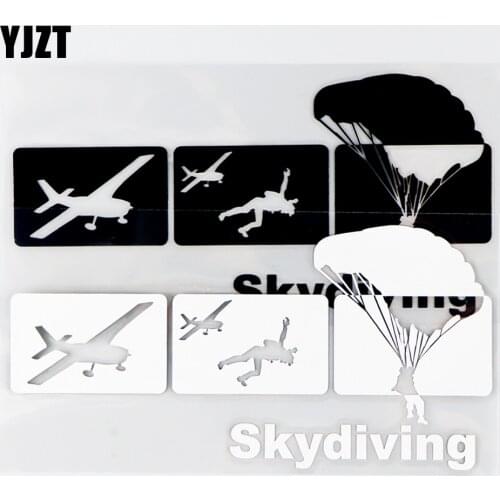 YJZT 16.6×8.2CM Skydiving Skydive Parachuting Vinyl Car Stickers Decal Car Window Decor Black / Silver 10A-0663