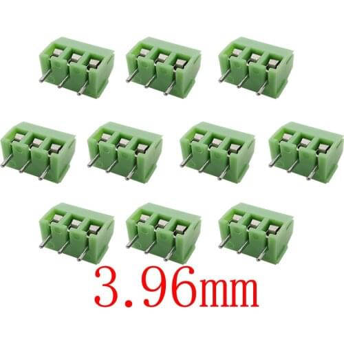 20/10/5Pcs KF396-3P Terminals KF396 AC300V 10A 3P 3.96mm Pitch Screw PCB Terminal Blocks Connector Green