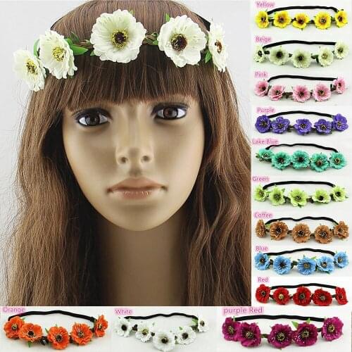 Haimeikang Women Wedding Flower Headband Girl Boho Flower Headwear Children Headbands Hair Accessorie Bride Wreath Beach Garland