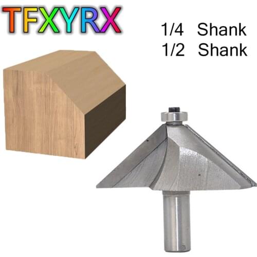 1pc 1/4 1/2 Inch Shank 45 Degree Chamfer Router Bit for Wood 2 Flutes Milling Cutter CNC Woodworking Tools Endmill