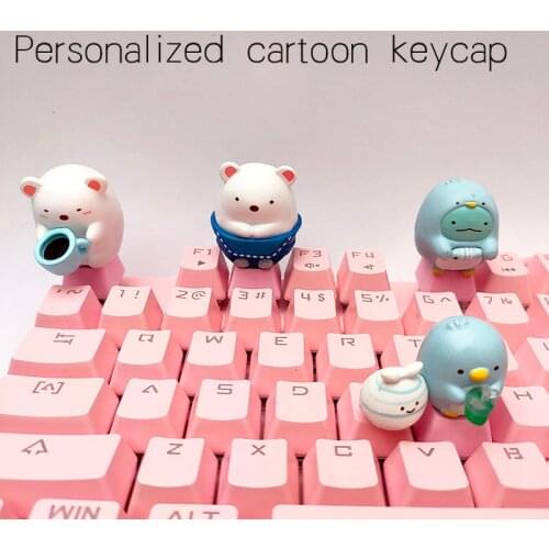 Corner Animal Small Creature Cartoon Cute Personalized Mechanical Keyboard Keycaps Cross Axis PBT 3D Stereo Kawaii Anime Key Cap