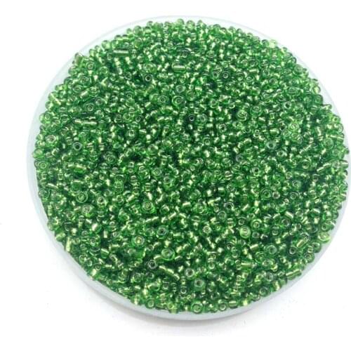 16g 1000pcs 2mm 12/0 Green Silver Lined Round Loose Spacer Beads Cezch Glass Seed Bead Handmade Jewelry Making DIY Garment Bead