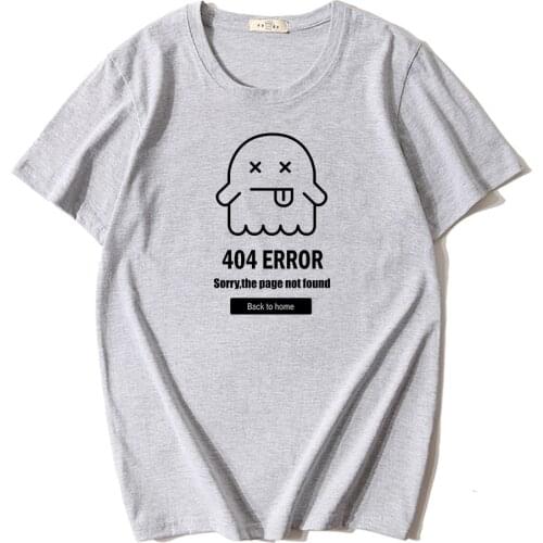 2021 Summer Short Sleeve Men t-shirt 100% Cotton High Quality Cartoon 404 Problem Printing Mens clothing Tops Tee o-neck shirt
