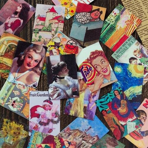 50pcs Fairy Painting Scrapbooking Sticker Washi Sticker Vintage Stamp Sticker Sealing Sticker Planner Stickers Retro Decoration