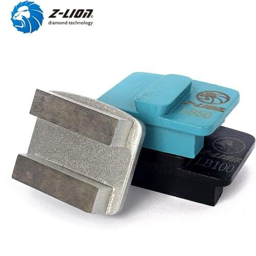 Z-LION 3pcs MetaI Bond Diamond Concrete Grinding Pad RediIock Shoes DoubIe Bar Segment FIoor PoIishing BIock