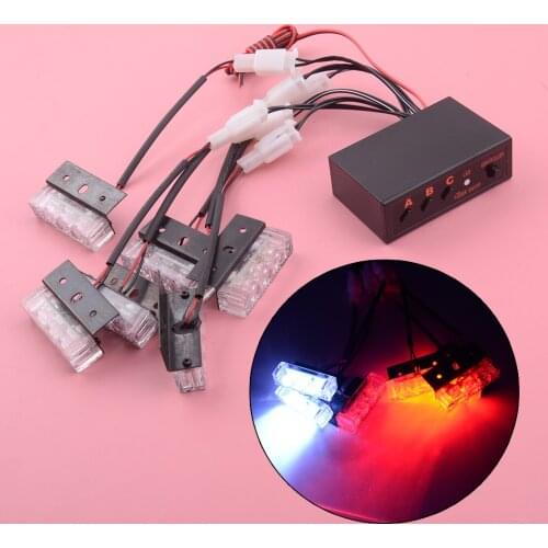 3W 18 LED Car Front Grille Emergency Strobe Flash Warning Lights Lamp Bar Set for Universal Cars SUV Vans Trucks DC 12V