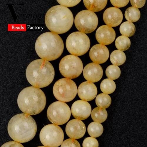 Natural Mineral Gem AAA Citrines Round Beads For Needlework Jewelry Making 6 8 10 12mm Charm Spacer Beads Diy Bracelets 15"