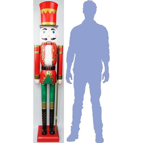 CDL 6feet/180cm/6ft/6foot Life size large/Giant Red Christmas Wooden Nutcracker King & Soldier Ornament Doll Gift K05