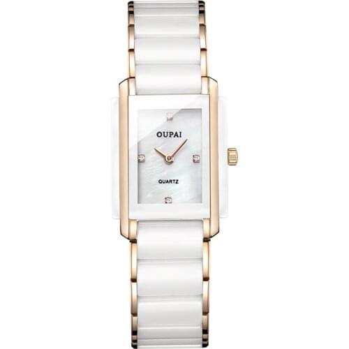 OUPAI Ceramics Rose Gold Watch Women Quartz Watches Ladies Top Brand Luxury Female Wrist Watch Girl Clock Relogio Feminino