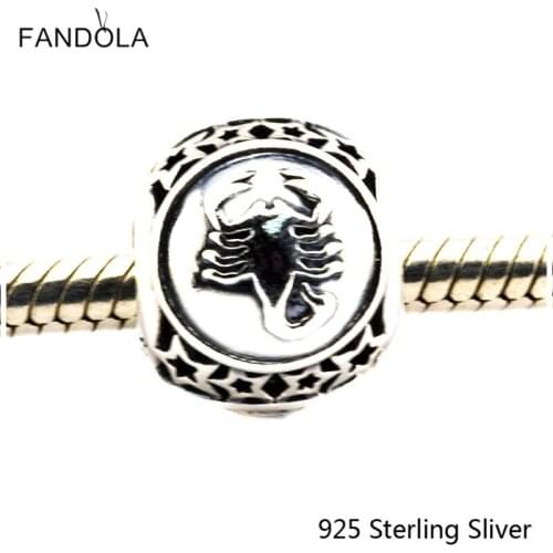 CKK 925 Sterling Silver Scorpio Star Sign Charms Original Fashion Beads Fits Bracelets & Bangle DIY Jewelry