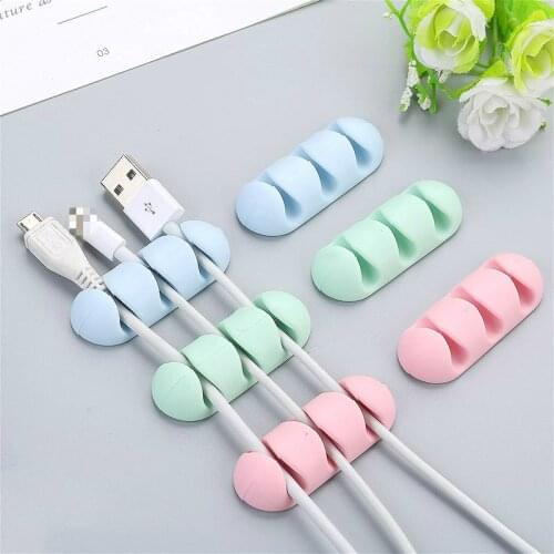 2Pcs Silicone USB Cable Winder Cable Organizer Desktop Tidy Management Clips Cable Holder for Mouse Headphone Wire Organizer