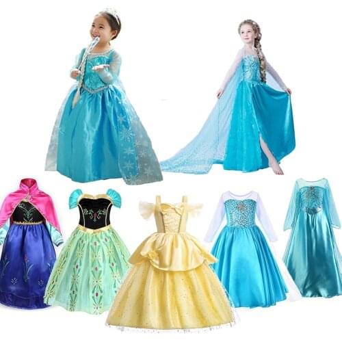 Princess Dresses for Girls Belle Dress Children Elsa Anna Snow White Halloween Costume Girl Birthday Party Fancy Frocks Clothes