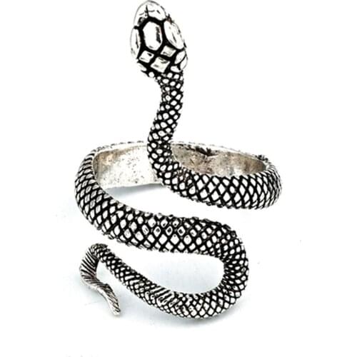 European And American Vintage Silver-Plated Paint Snake Ring Men And Women Universal Ring Adjustable Ring Jewelry