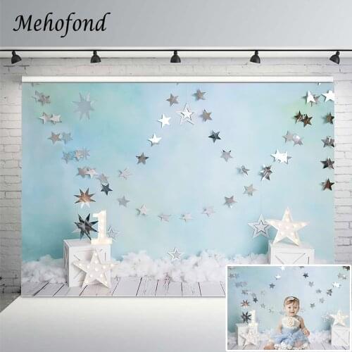 Mehofond Sky Glitter Light Stars Photography Background Cotton Wooden Floor Box Boy 1st Birthday Photo Studio Backdrop Photozone