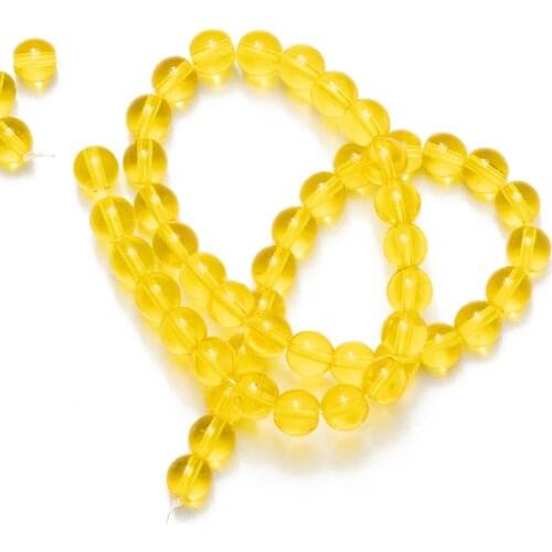 Wholesale Smooth yellow glass beads Natural Beads Stone 6mm 8mm 10mm 12mm for Jewelry Making Bracelet Necklaces Earrings DIY
