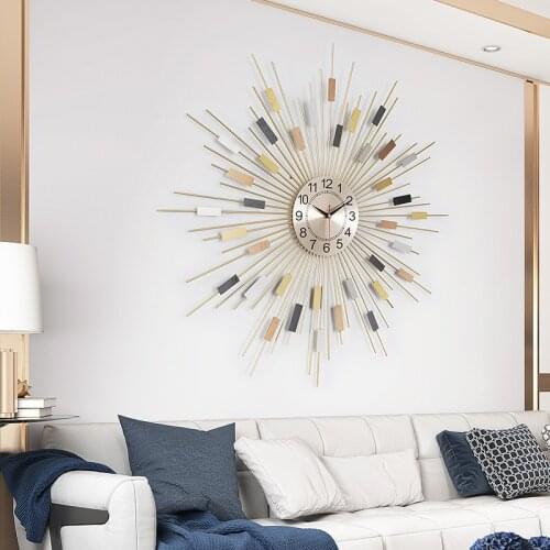 [HHT] Nordic Luxury Personality Mute Wall Clock Living Room Background Wall Hanging Clocks Fashion Home Decoration Accessories