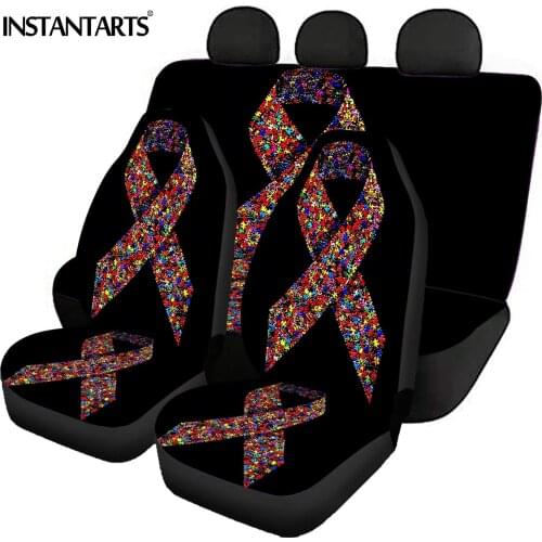 INSTANTARTS Autism Design Easy to Install Car Protector Front and Back Car Seat Covers Non-skid Full Set Vehicle Seat Covers