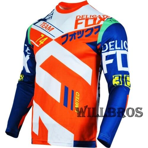 Delicate Fox 360 Divizion Jersey Motorbike Motocross Red T-shirt Mountain Bicycle Offroad Long Sleeve