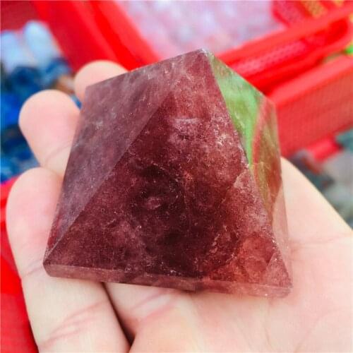 Strawberry Healing Pyramid Natural Mineral Triangled Crystal Point wholesale
