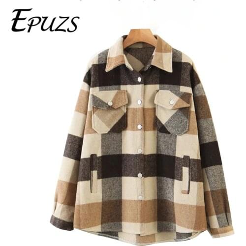 Fashion thick pink green plaid jacket women shirt coat 2020 winter plus size jackets casual women jacket 2020