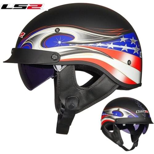 LS2 OF526 Open Face Motorcycle Helmet Man Woman Kask Retro Half Face Helmet Vintage Scooter Capacete Moto cascos para moto