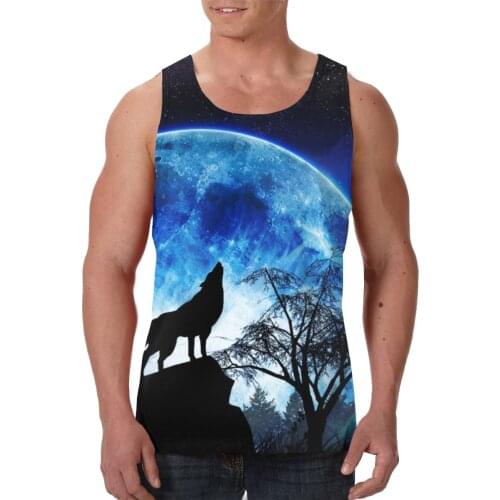 Harajuku Cool Wolf Gym Tank Top Men Fitness Clothing Mens Bodybuilding Tank Tops Summer Clothing for Male Sleeveless Vest Shirts