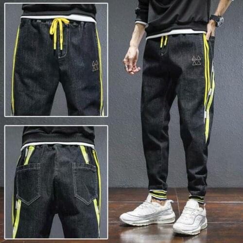 Men Jeans Slim Fit Pants Men Korean Style Trousers Men Sportswear Trendy Brand Hip-hop Streetwear Daily Casual Pants Denim