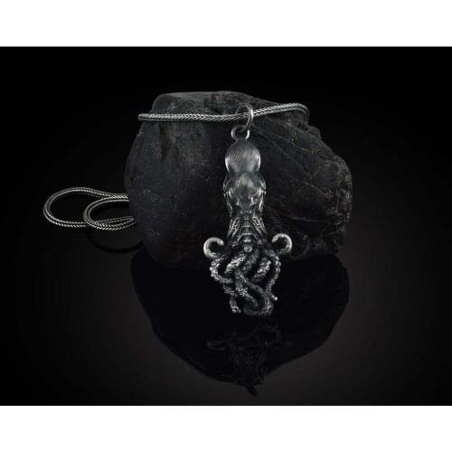 Vintage Man necklace Octopus Sea Monster Pure Tin Anti-oxidation Pendant Cthulhu Mens chain ​​​stainless steel jewelry