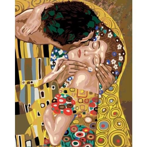 Couple Painting By Numbers Pictures Klim on Canvas with Frame Kits for Adults Drawing Coloring Paint By Number Home Decoration