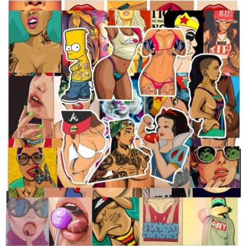 47Pcs/Lot Styling Sexy beauty Girls Computer Stickers Pvc Waterproof Laptop Skateboard Luggage Decals For MacBook/HP Notebook
