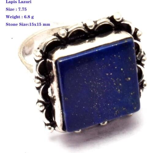 Genuine Amethyst Labradorite Moonstone Garnet Tiger Eye Turquoise Jasper Blue Topaz Ring Silver Copper , Size : 7.5 & 7.75