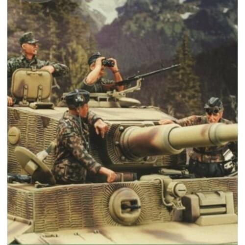 1/35 Scale German Panzerkampfwagen VI Ausf. E Tiger I Tank Crew WWII Miniatures Unpainted Resin Model Kit 4 Figure