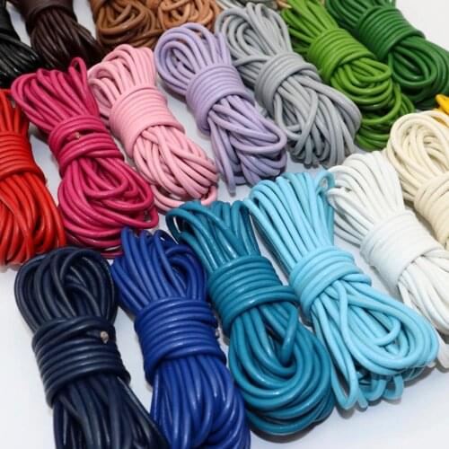 5 meters 20 Colors 1.5/2/3mm Round Genuine Leather Jewelry Cord String Lace Rope DIY Necklace Bracelet Finding