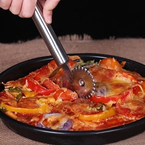 New 2016 Stainless Steel Round Cutter Flat & Fluted Wheel Pizza Knife Pastry Pasta Dough