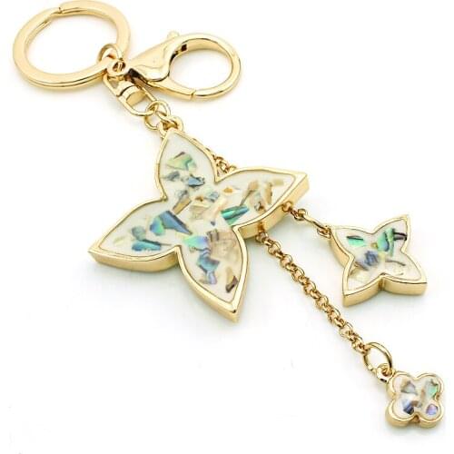 JINGLANG 2017 Latest Metal Keyring Dangle 2 Color 3D Clover Gold Color Keychains For Women Handbag Creative Gift Jewelry