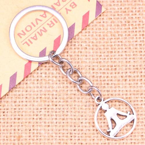 20pcs New Fashion Keychain 23x19mm yoga practitioners Pendants DIY Men Jewelry Car Key Chain Ring Holder Souvenir For Gift