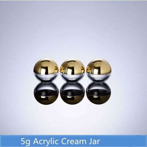 100PCS Transparent Ball Shape Empty Acrylic Cosmetic Jar Vials Sample Jar Nail Case Pot Eye Cream Acrylic Jar Gold Lid 5g