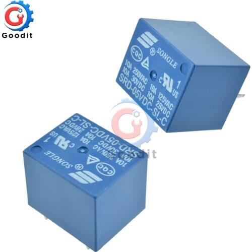 20pcs/Lot Power Relay Miniature Power Relay T73 SRD-05VDC-SL-C DC 5V Rating Coil SPDT Shield Household Appliance 5 Pin PCB Relay