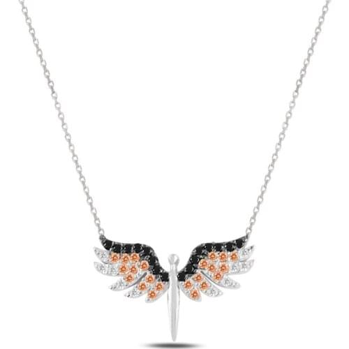 Silver 925 Sterling Angel Zircon Cubic Zirconia Necklace