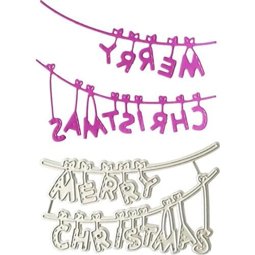 Merry Christmas Letters Metal Cutting Dies Scrapbooking Craft Dies Stencil DIY for Cards Making Stamps