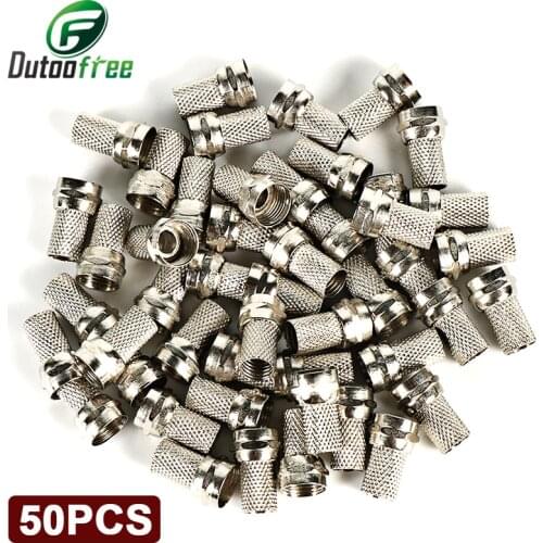 High quality 50pcs RG6 F Type Coaxial RF/AV Signal Cable Connector TerminalsPlugs