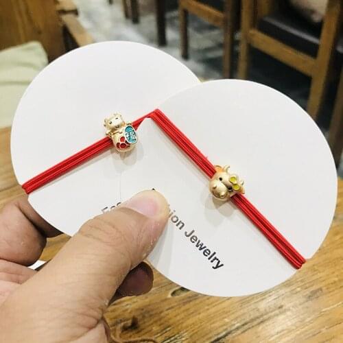 High Quality Hot Selling Chinese Character Decor Hair Band High Elastic Hair Rope Red Hair Rings Women Girl Headpiece Girls Gift