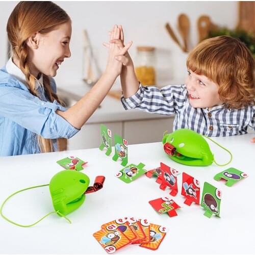 Tongue Tic-Tac Chameleon Frog Mouth Take Card Tongue Family Party Be Quick To Lick Cards Toy Set Funny Toys